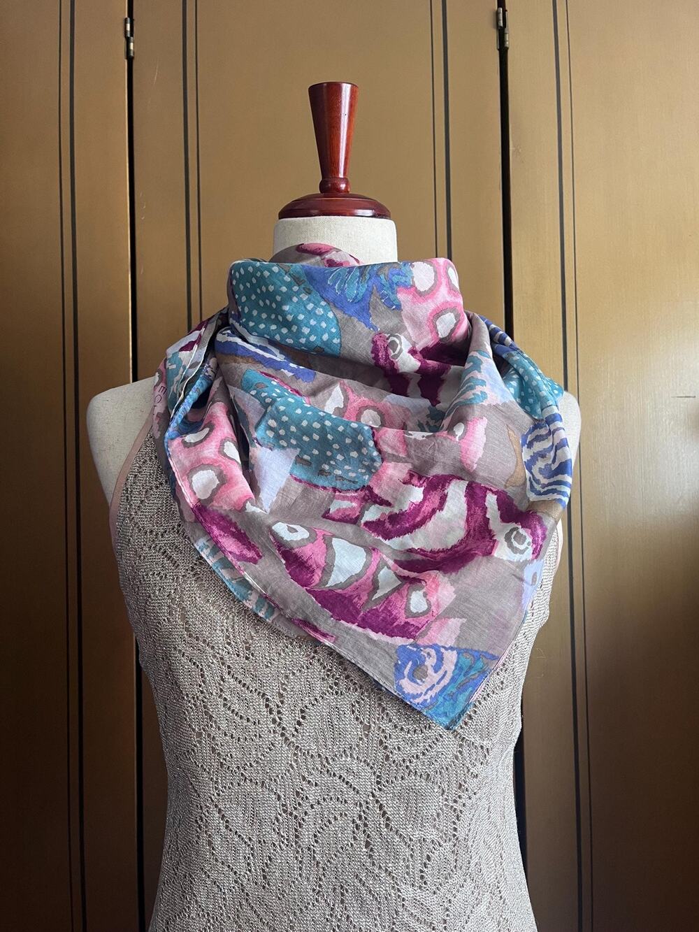 Vintage scarf with exotic fish pattern